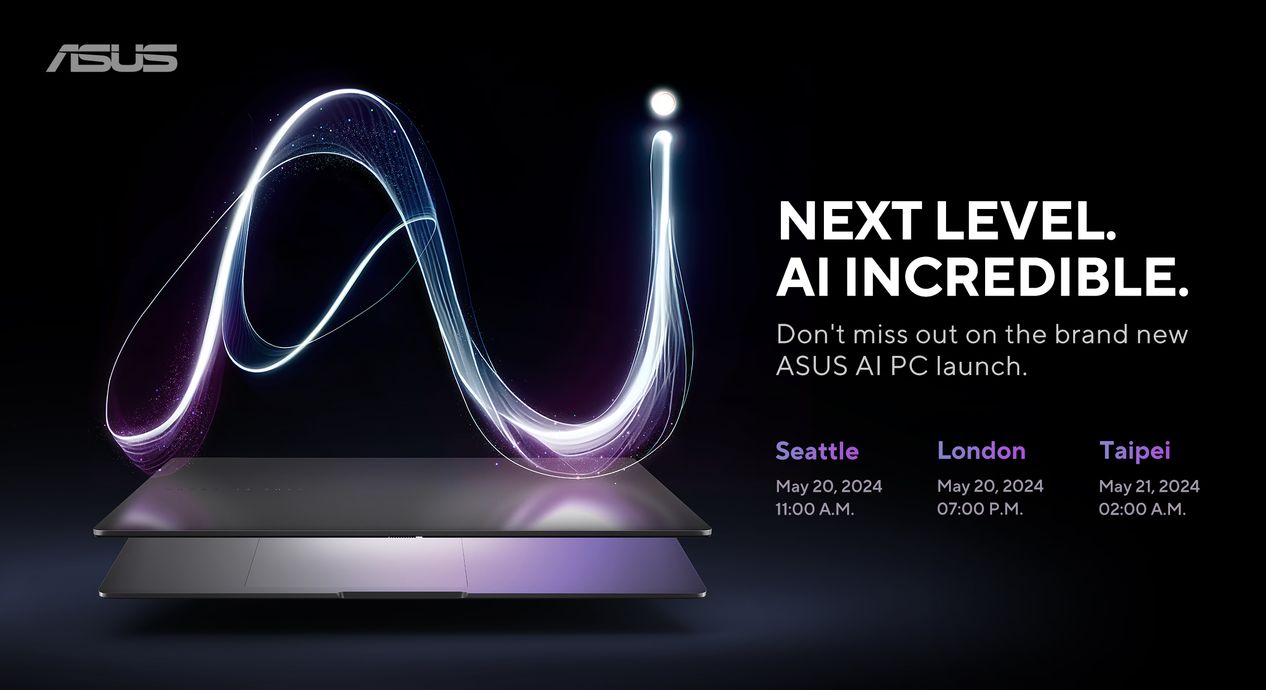 Asus Announces Next Level. AI Incredible. Launch Event for Its First New Era Asus AI Pc